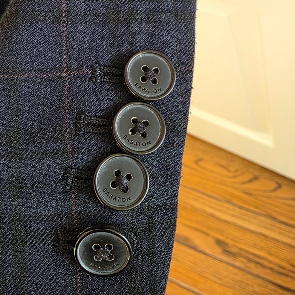 Aritzia Bataton Samuel Tartan Glen Plaid Green Navy Blazer Sz0 - Picture 4 of 8